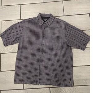 Toscano Mens Geometric Print‎ Short Sleeve Silk Button Up Shirt